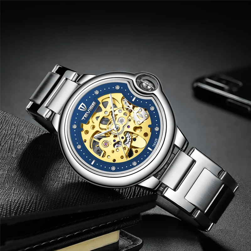 Автоматические механические часы модный бренд TEVISE новые мужские из нержавеющей