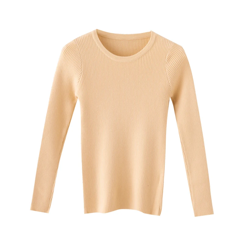 Популярный женский свитер 2019 осень круглый вырез эластичность плюс размер