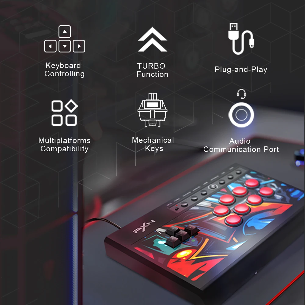 PXN X8 Arcade Fight Stick Joystick PC Game Controller Fighting for PC/Android/PS3/PS4/Switch/Xbox One/Series | Электроника