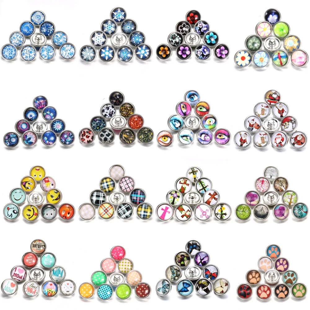 10 шт./лот оптовая продажа 12 мм стеклянные кнопки ювелирные изделия подходят для