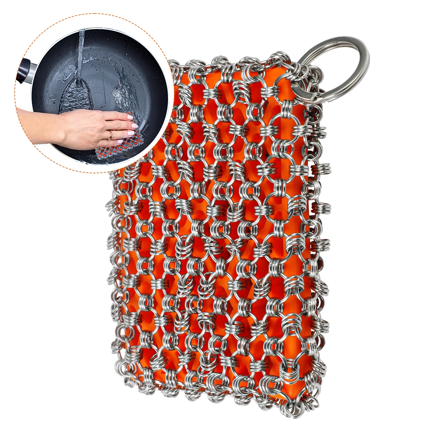 

Chain Mail Scrubber Hold Scraper Stainless Steel Chain Skillet Cleaner For Tool Cleaner Cast Skillet