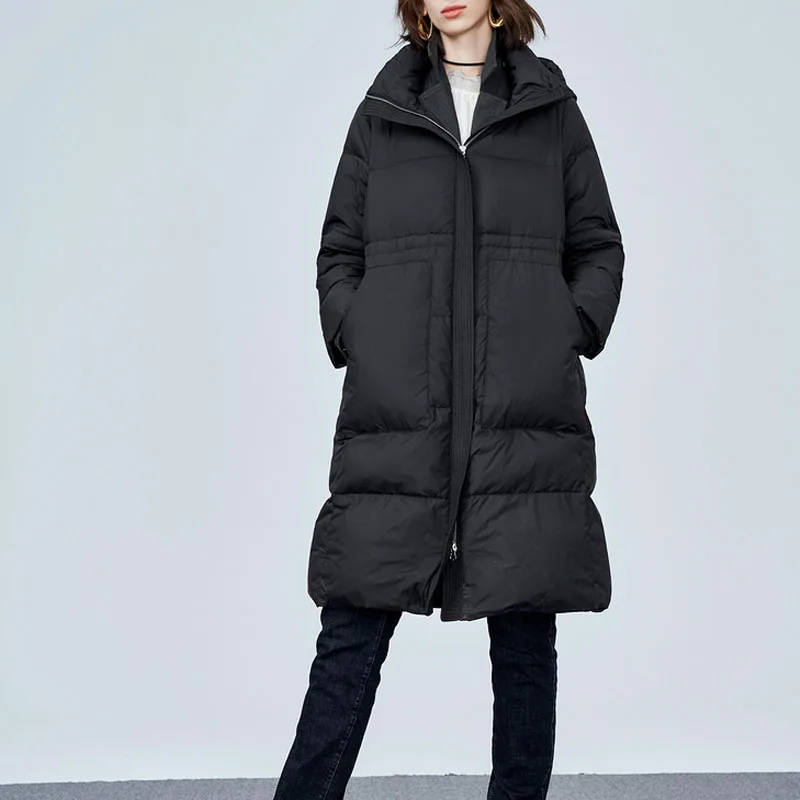 

Winter Women 90% White duck Down Coats Fashion High Quality long Jackets Parka Solid Loose Lady Clothing warm INKEO 1O097