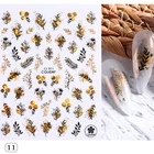 3D Бронзовый лазер Рождественский Креативный дизайн узоры наклейка с листьями растений клейкие наклейки для ногтей украшение для дизайна ногтей