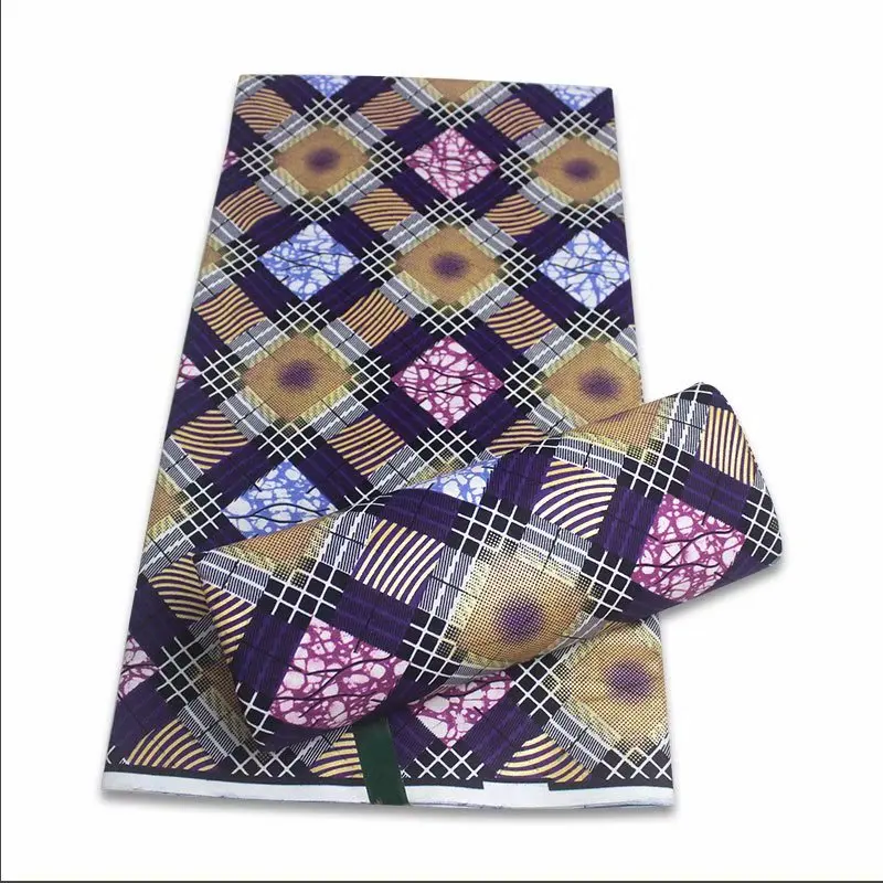 

New African golden Wax Fabric cotton material High Quality Print Ankara Wax For Sewing 6yards Women dress Fabric 2021