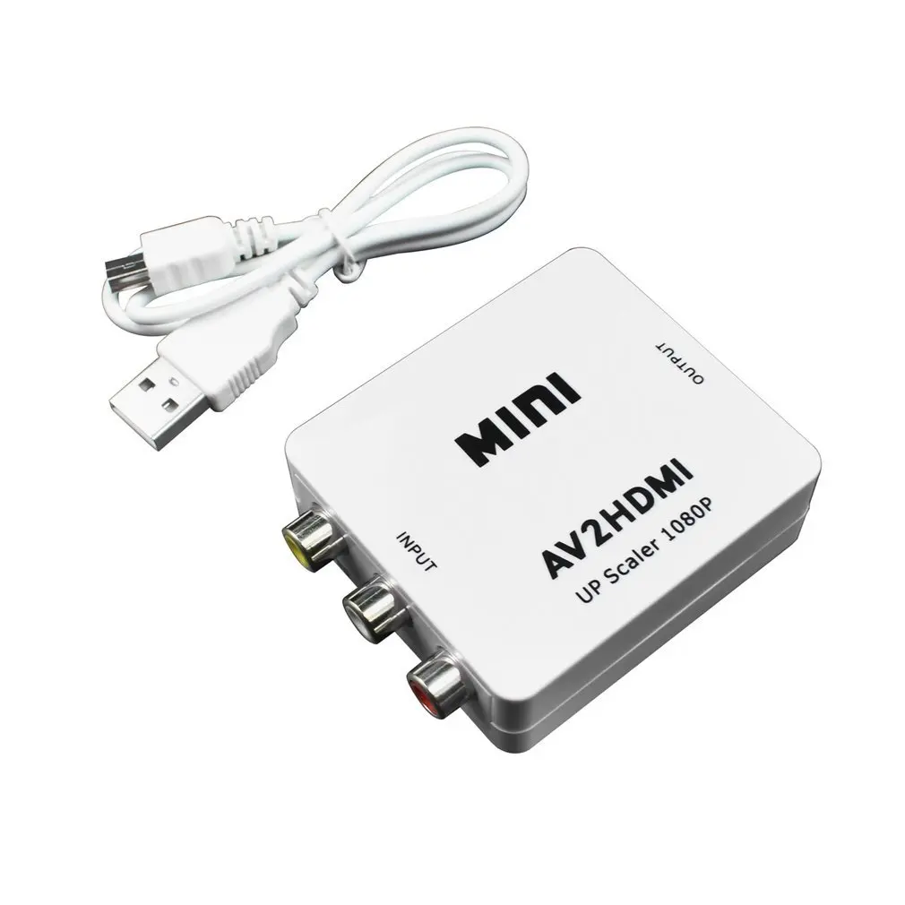 Новый композитный AV CVBS 3RCA к HDMI видео конвертер адаптер 720p 1080p белый в наличии |