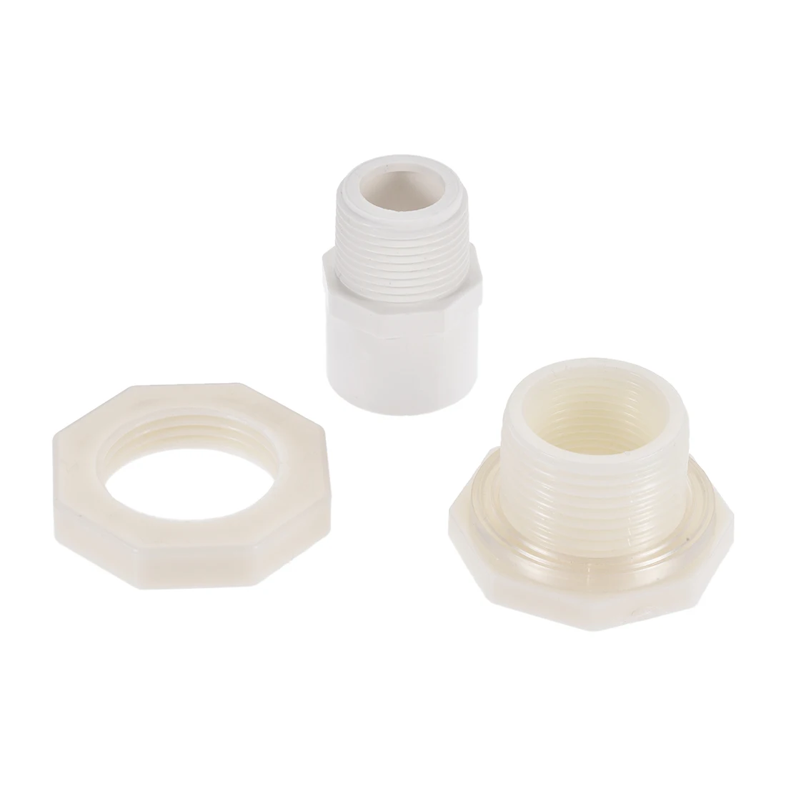 

Uxcell Bulkhead Fitting, G3/4 Female 1.38" Male, with Silicone Gasket and Pipe Connector, for Water Tanks, PVC, White, 2Pcs