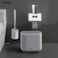 toothbrush holder toilet brush toothpaste dispenser trash can bathroom accessories set garbage cleaning accessorie automatic