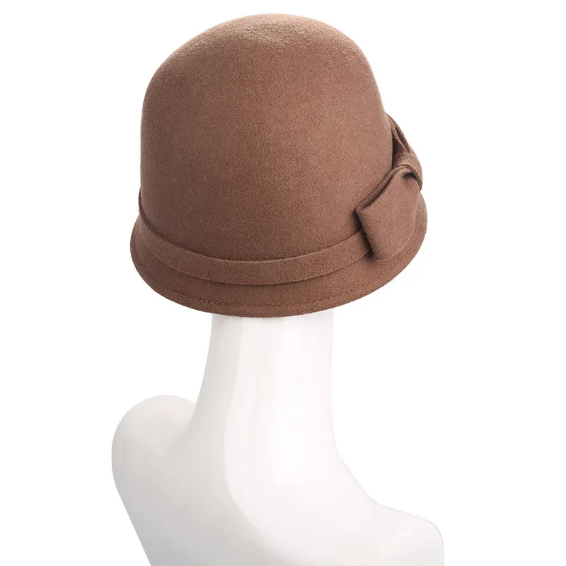 Женская фетровая шерстяная шляпа с перекрестными краями |