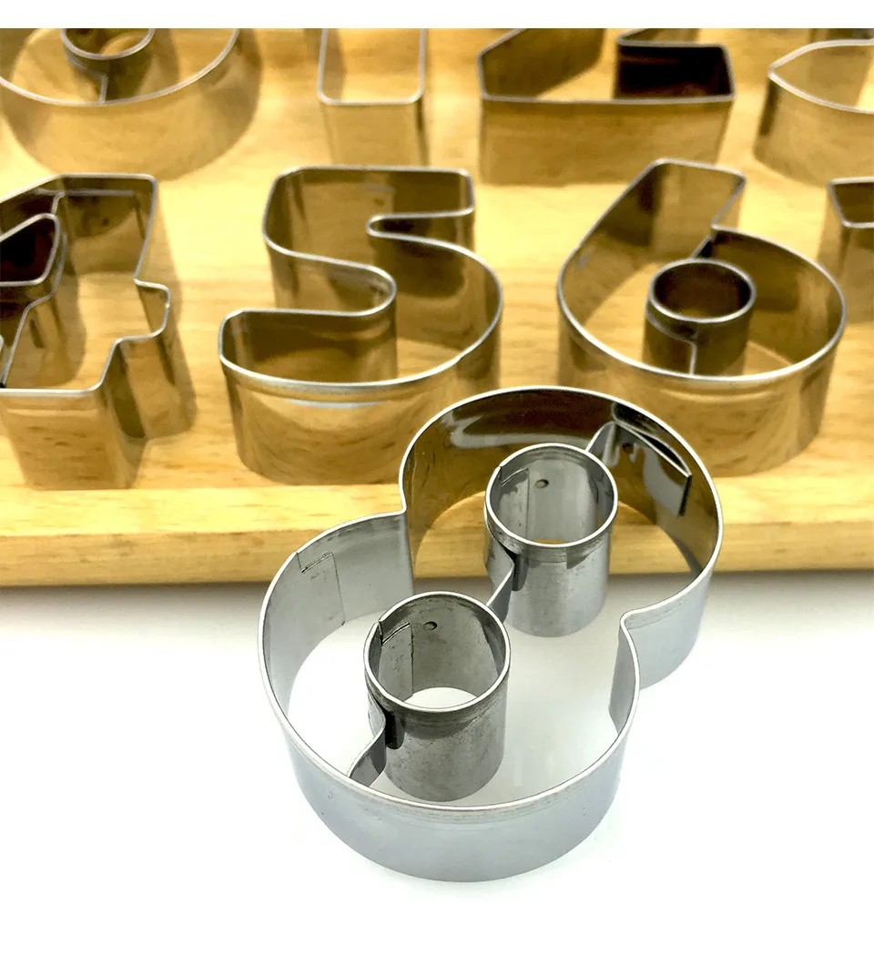 9PCS/Set 0-8 Arabic Numerals Cookie Cutters Molds Puzzle Numbers Cute Candy Stainless Steel Biscuit Mold DIY Baking Tools | Дом и сад