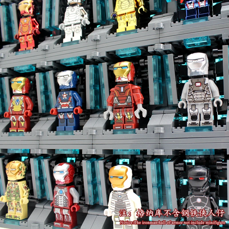 Новая распродажа просвечивающий Железный человек минифигурка зал брони