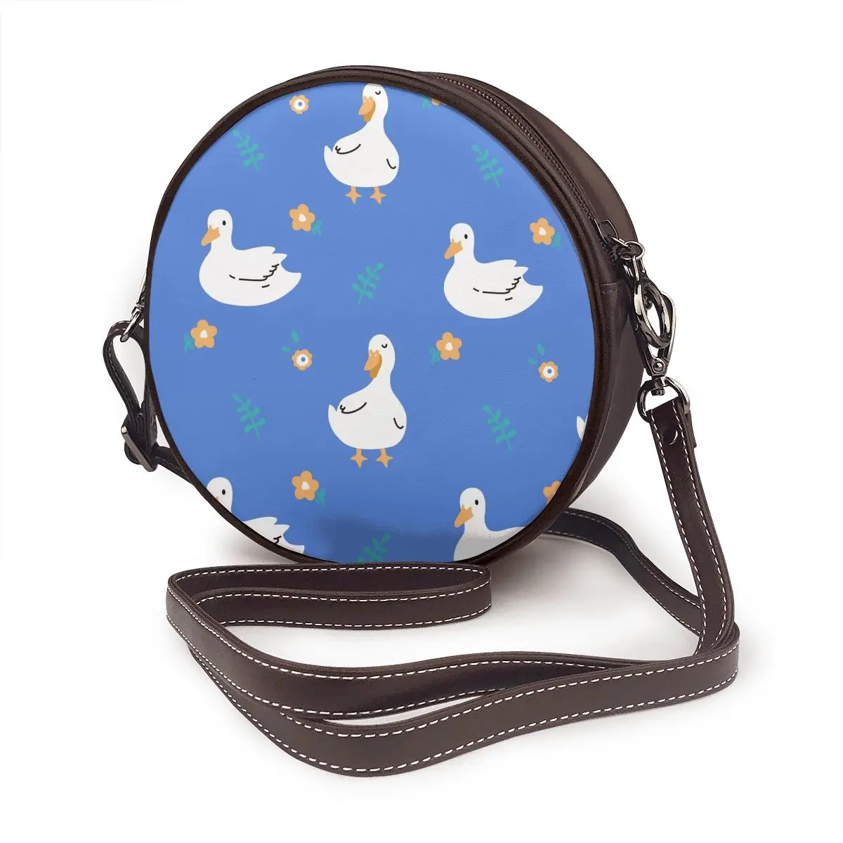 

Circular Design Fashion Women Shoulder Bag Cute Duck And Flowers Women's Crossbody Messenger Bags Ladies Purse