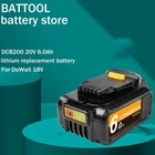 Аккумулятор BATTOOL DCB200 6,0 Ач, сменный аккумулятор 18 в, аккумулятор для DEWALT DCB200 DCB204, литий-ионный Электроинструмент DCB180 DCB181 DCB182
