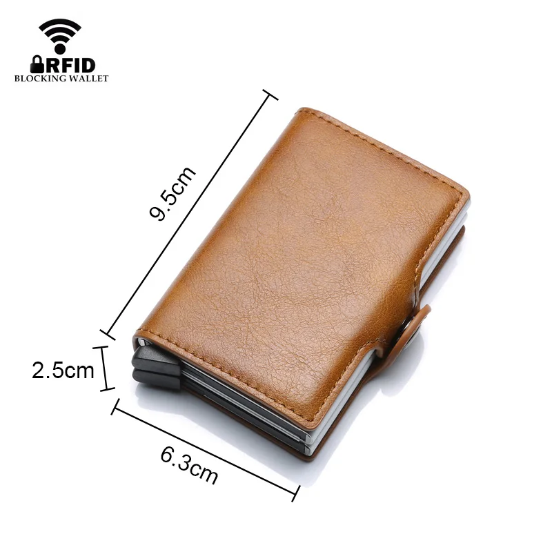 DIENQI Rfid Блокировка Анти-магнитный держатель для карт винтажный бизнес кража кошелек кожаный бренд Кредитная Корзина Держатель металлический кошелек