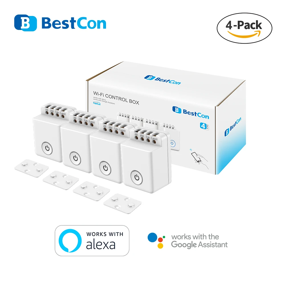 

4 Pack BroadLink Bestcon MCB1 DIY Wi-Fi Control Box Smart Home Automation Modules works with Alexa and Google Assistant