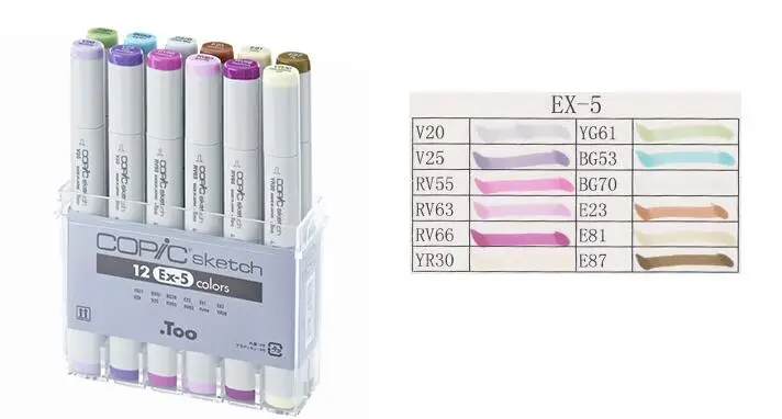 Copic эскиз маркеры 12-Piece Art Кисть Маркер Набор Япония - Цвет: EX5