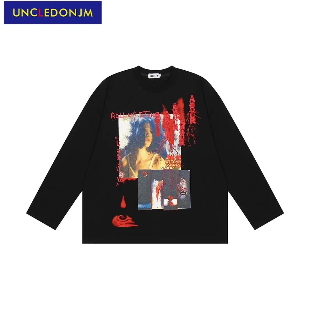 

UNCLEDONJM Abstract pattern crewneck sweatshirt couple clothes Graphic sweatshirts japanese streetwear skateboard