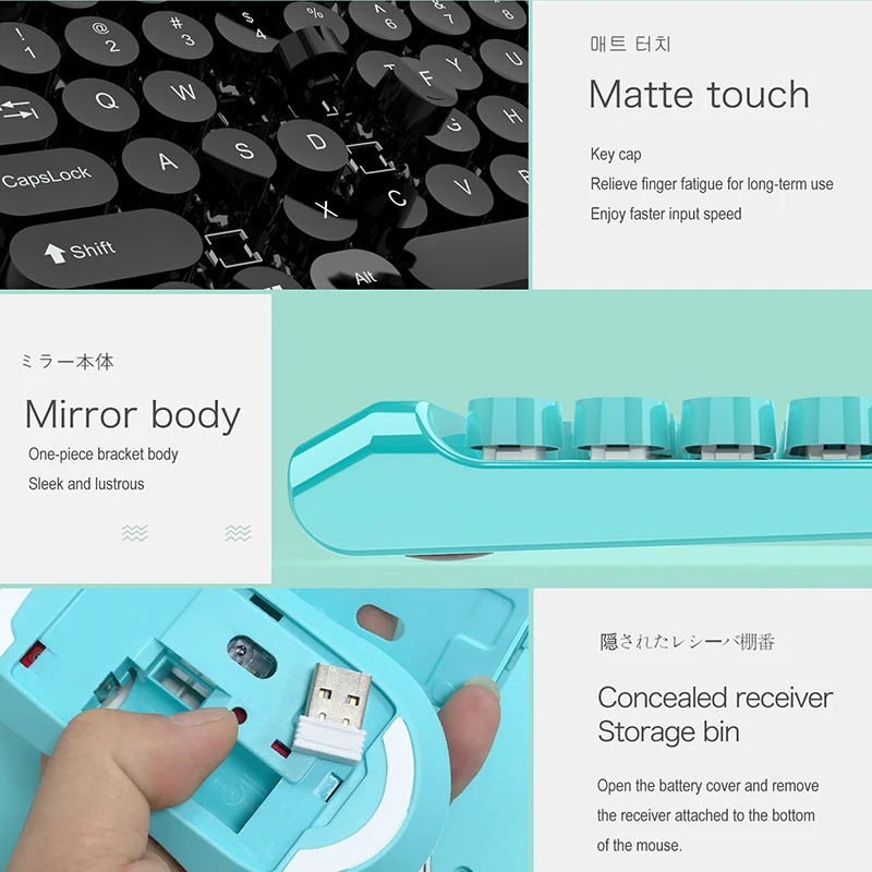 2 4G комплект-беспроводная клавиатура и игровая мышь скругленные клавиши в стиле