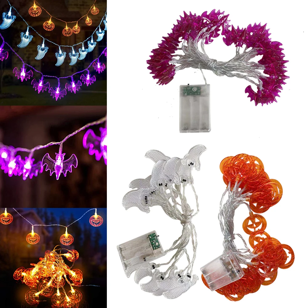 1.5m Halloween Decoration LED String Lights Lantern Home outdoor Party Light Pumpkin ghost bat Banner Happy | Дом и сад