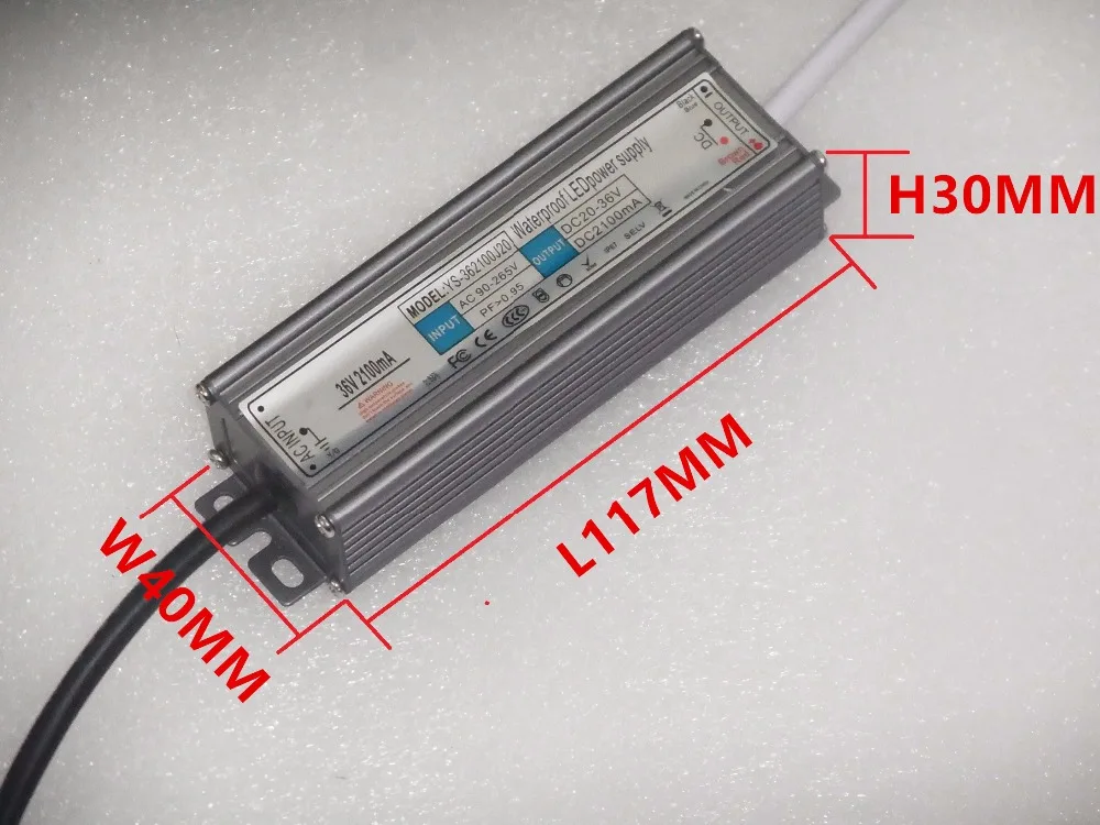 70 Вт 2100mA IP67 Водонепроницаемый источник питания от 25 в до 35 светодиодный адаптер