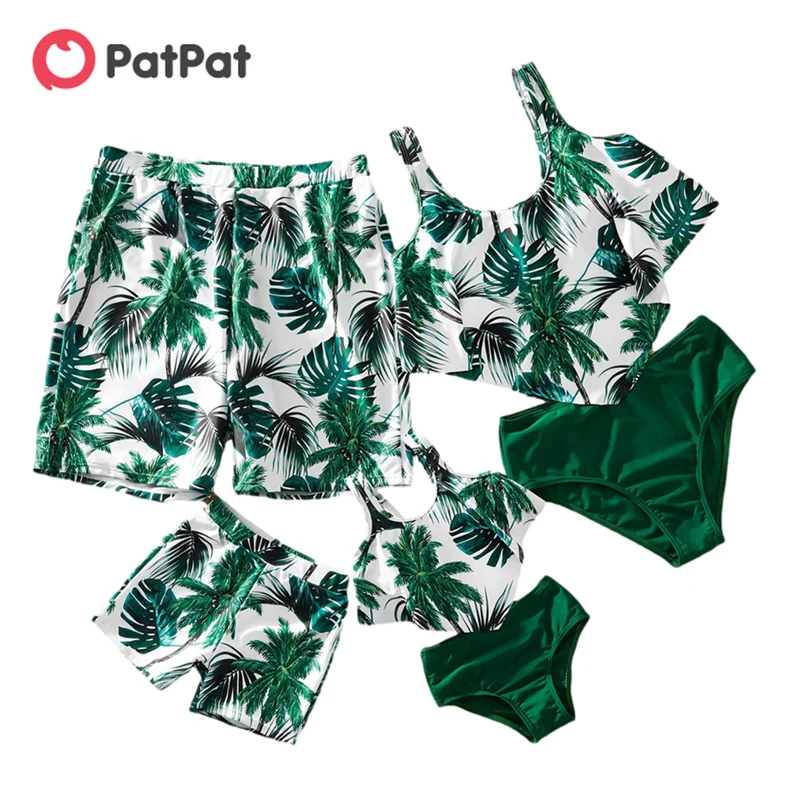 

PatPat 2021 New Summer Tankini Tropical Plant Print Matching Swimsuits