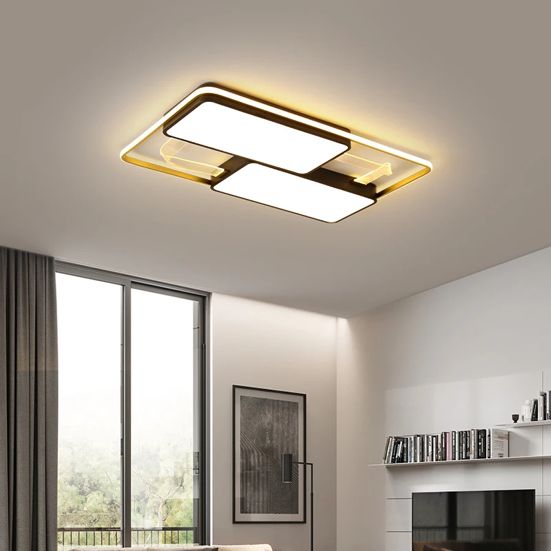 

Rectangle modern led ceiling lights for living room lights bedroom study room black/gold AC95-265V square Dimming ceiling lamp