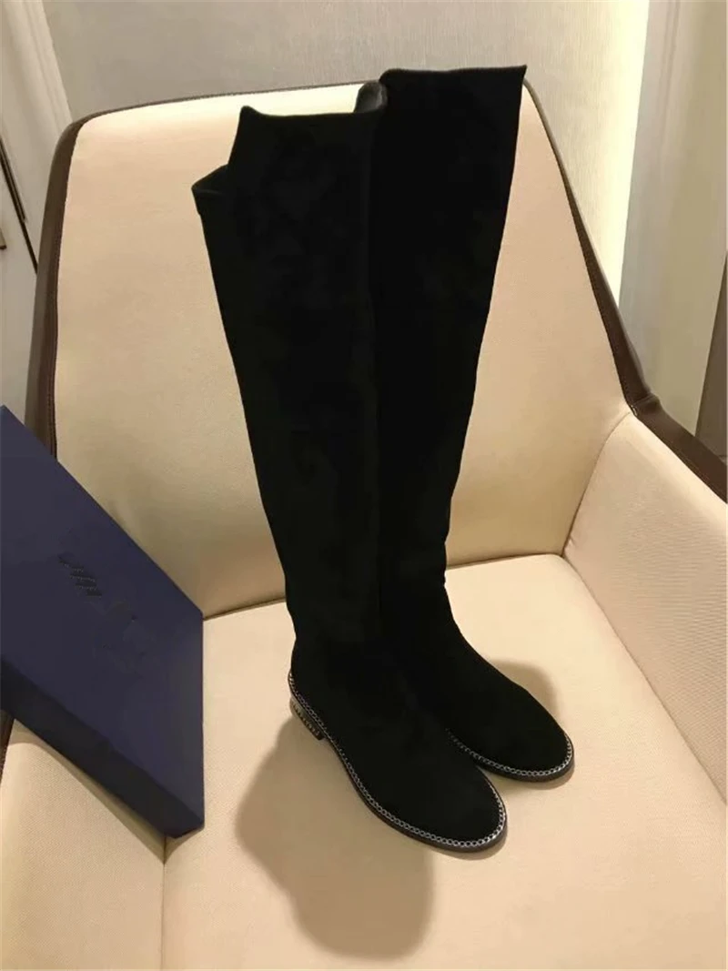 Из натуральной кожи черного цвета из и замши кожаные женские длинные сапоги