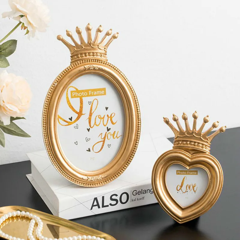 Европейские Золотая Корона фоторамка Винтаж рамка из смолы для картины рабочего