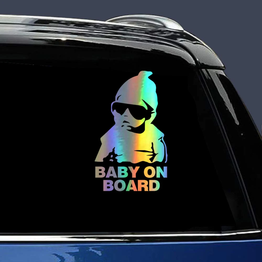 

BABY ON BOARD Car Stickers 14*9CM New Funny Reflective Sunglasses Child Stickers for Baby in Car Decals Vinyl Car Styling