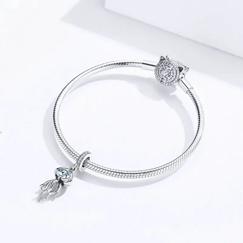MOWIMO, настоящее 925 пробы, серебряные медузы, подходят для браслетов Pandora, подвески, серебро 925, оригинальная подвеска, ожерелье, ювелирное изделие BKC1297