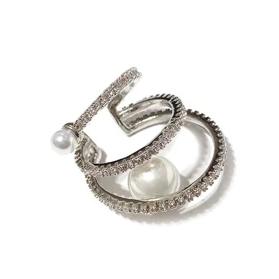 

Three-layer arc pearl earclip pearl earbone clip multi-line elegant high-grade female earclip without ear hole