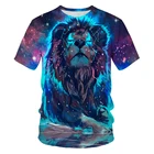 Футболка мужская с 3D-принтом тигра и Льва, волшебная Повседневная модная рубашка с лицом животного, в стиле Харадзюку, большие размеры 6X, лето