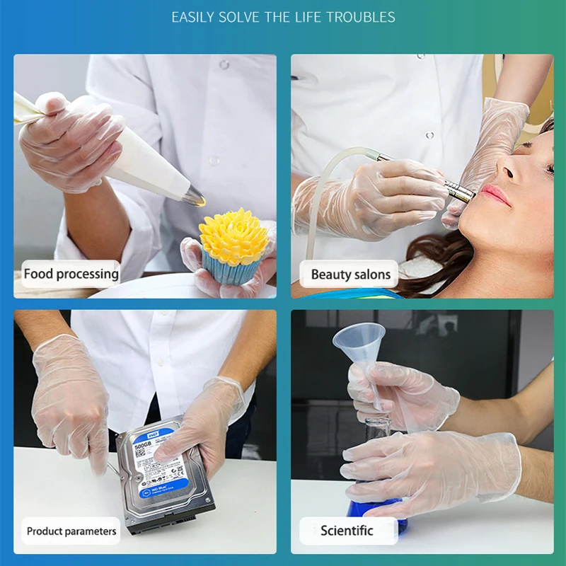 Прозрачные одноразовые перчатки из ПВХ для мытья посуды кухни латекса резины