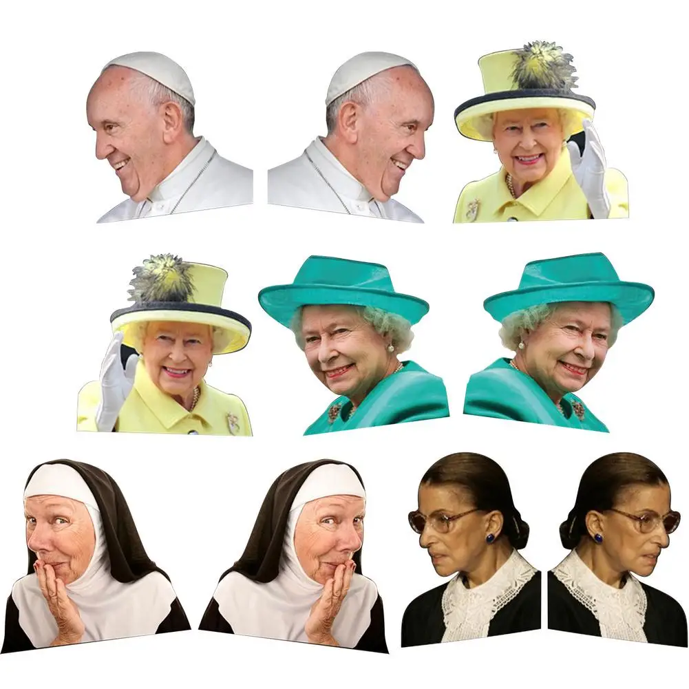

3D Car Sticker Funny Celebrity Car Rear Window Sticker Decals Car Sillusion Sticker For Queen Elizabeth For Pope Francis