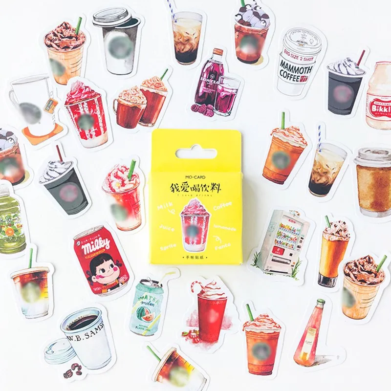 

46cs/pack Cute Creative drink Mini Paper Sticker Decoration Diy Ablum Diary Scrapbooking Label Sticker Stationery School Supply