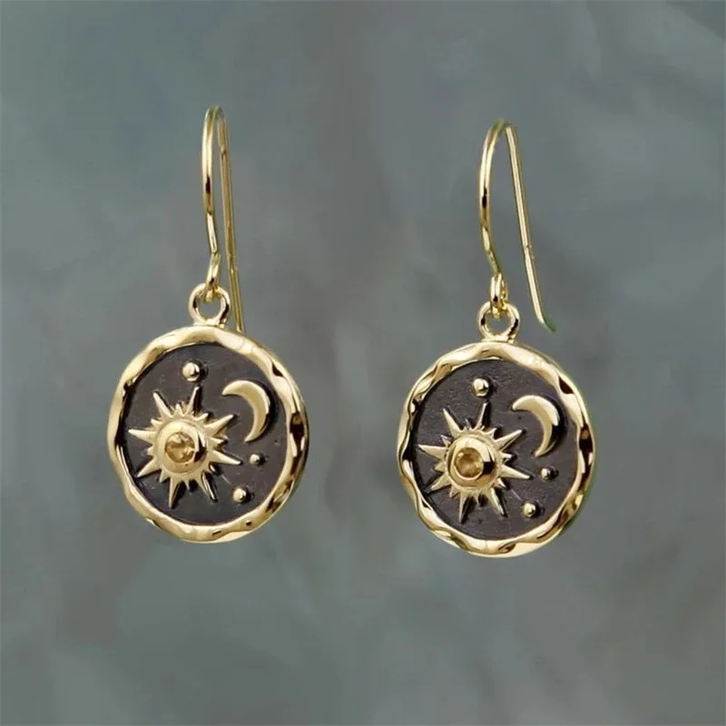 

2021 Creative Fashion Sun Moon Star Pendant Earrings Party Jewelry Pendant Earrings Ladies New Steampunk Earrings