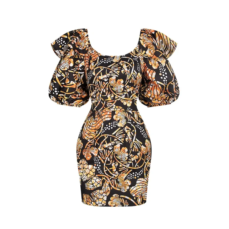 

Vintage Traditional African Floral Print Dress Womens Dashiki Ankara Sexy Bodycon Dress Party Evening African Dresses for Women