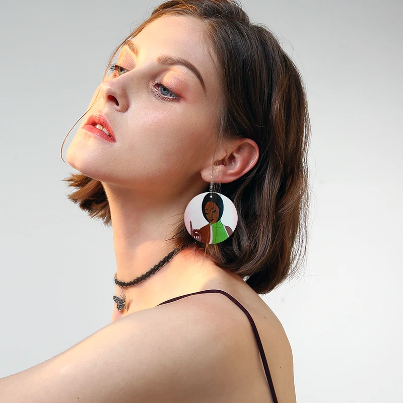 YAMEGA в винтажном стиле росписью Африка деревянный свисающие серьги для женщин