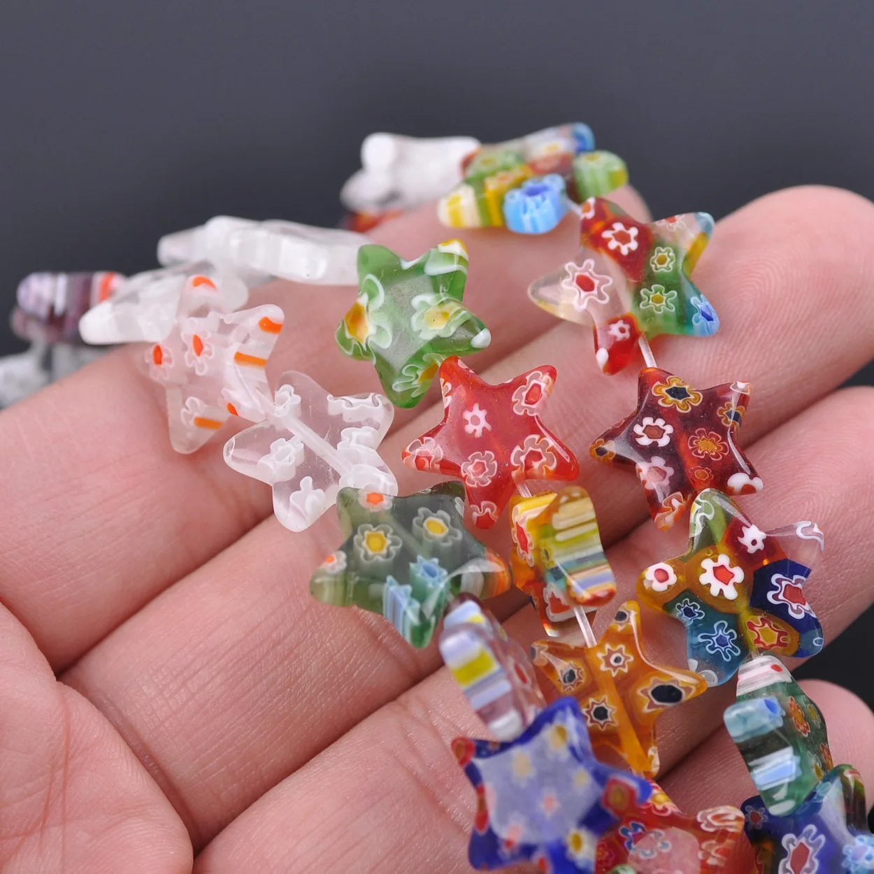 Star Shape Mixed Flower Patterns 8mm 14mm 20mm Millefiori Glass Loose Beads for DIY Crafts Jewelry Making Findings