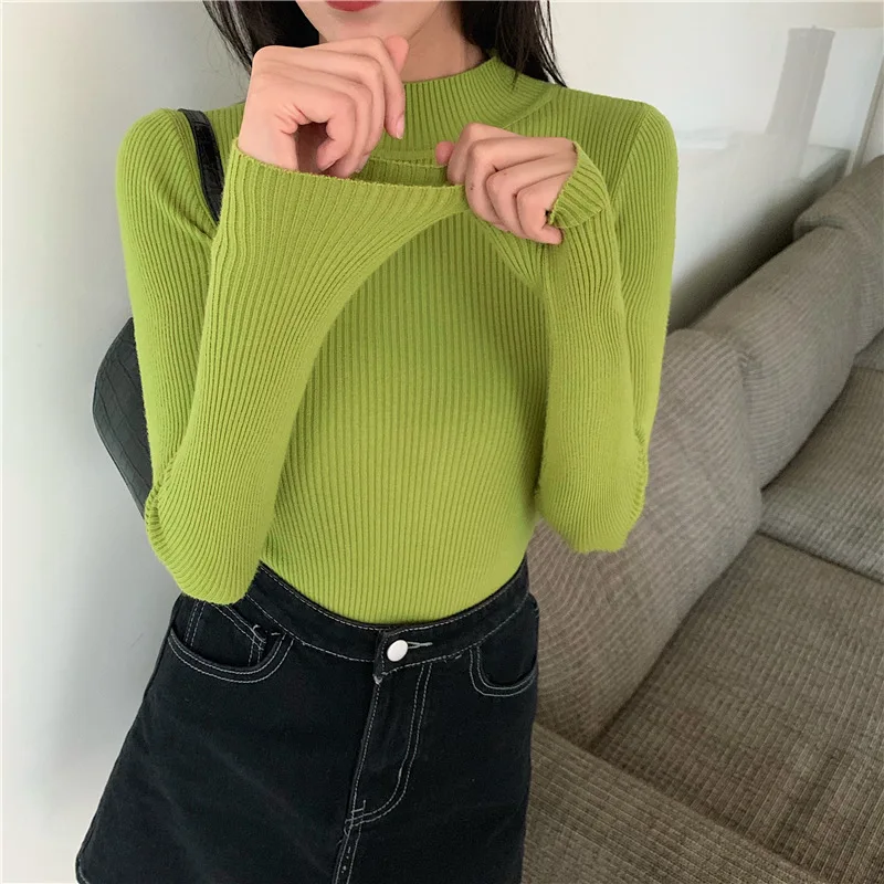 

2020 Autumn and Winter New Style Korean-style Base Underwear Base Shirt Half Turtleneck Solid Color Outer Wear Long Slee