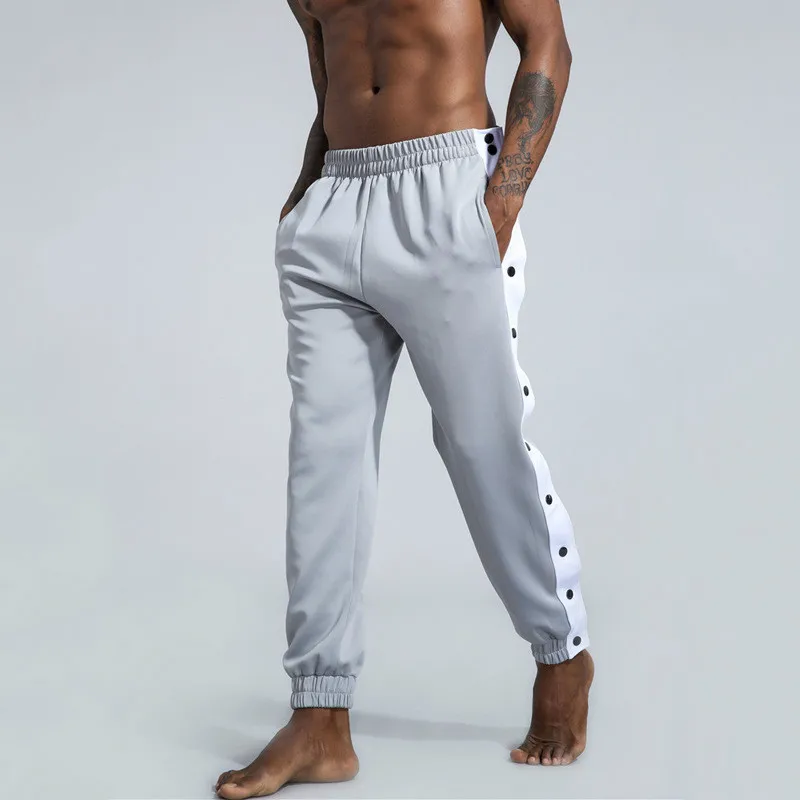Men Basketball Pants Side Striped Button Easy To Wear Mens Casual Pant Loose Sweatpants | Мужская одежда