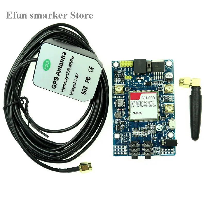 SIM808 модуль GSM GPRS GPS макетная плата IPX SMA с антенной для Arduino Raspberry Pi Поддержка 2G 3G 4G
