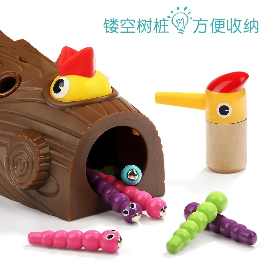 Neue Specht Insekten Grundlegende pyadagogisches entwiclung Holz Magnetischen Fangen Spiel Spielzeug Kinder Монт |