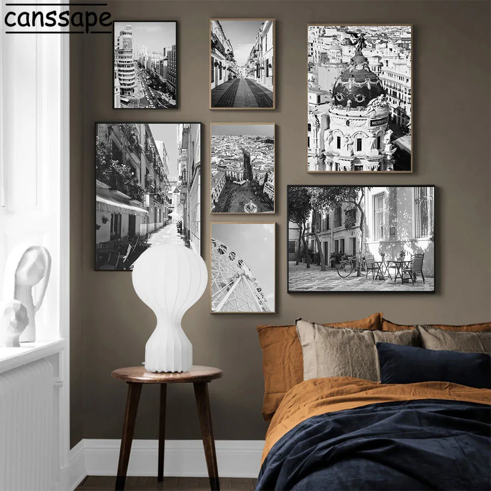 

Городской пейзаж, плакаты, исламский мусульманский строительный плакат, черно-белая настенная живопись, Современная печать, скандинавские ...