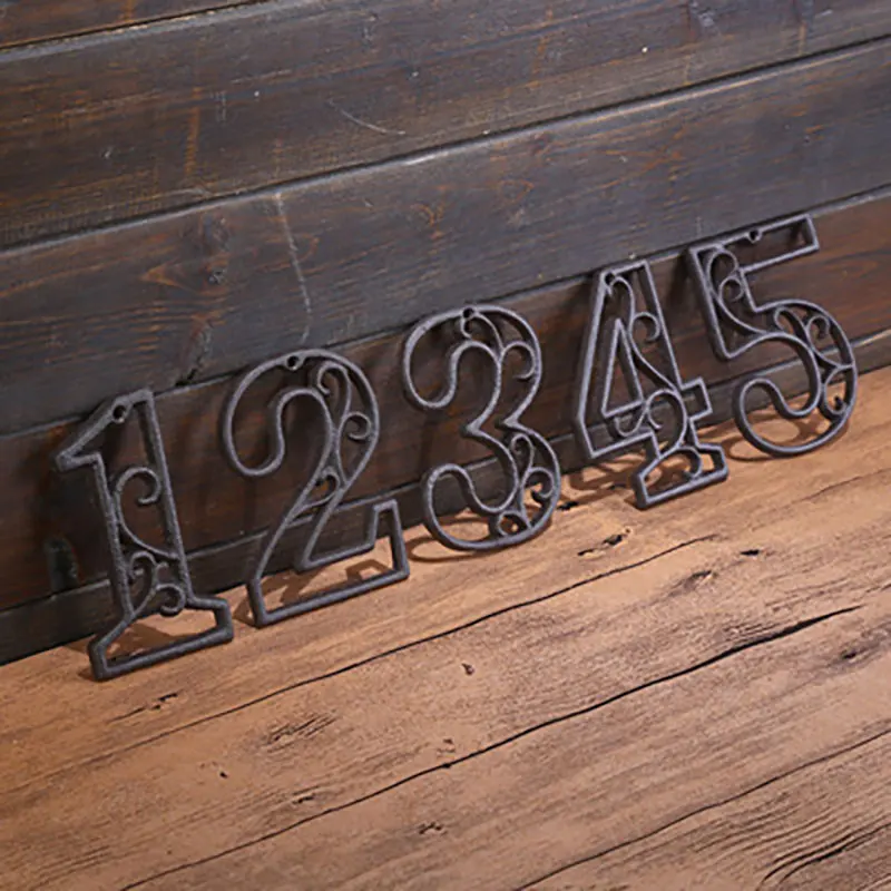 

12cm 3D Retro Ironwork Door Number Number hogar assiette for The House Number Digital Door Outside The Board 5 Inches.Black 0-9