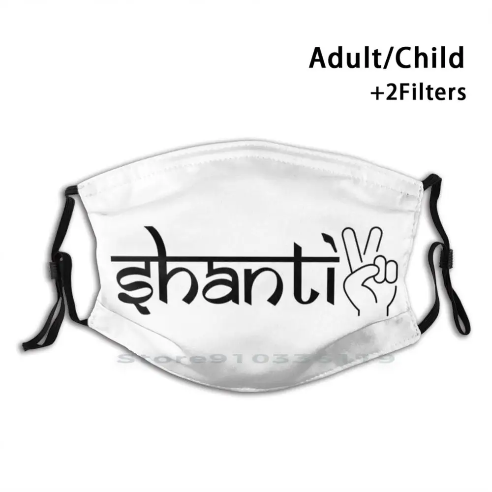 

Забавная моющаяся маска для лица Peace Shanti для взрослых и детей с фильтром Shanti знак мира Proud Desi мусульманская индийская Пакистанская Южная Ази...