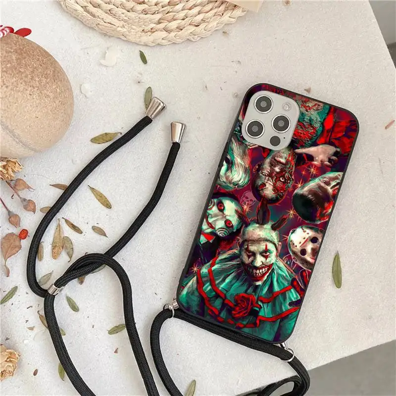 

Horror Movie CHUCKY Phone Case For iPhone 7 8 11 12 X XS XR MINI Pro Max Plus Strap Cord Chain Lanyard soft