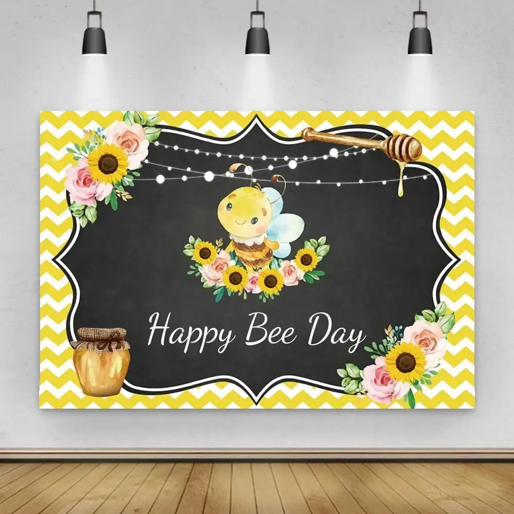

Sunflower Honey Birthday Background For Girl 1st Birthday Bee Backdrops Personalized Birthday Party Decoration Bannner Poster