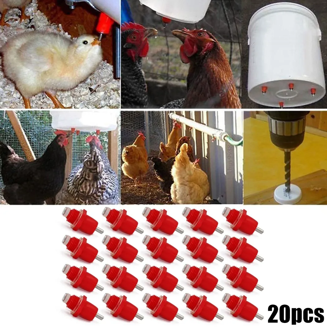 

20Pcs Poultry Chicken Nipple Drinker Spring Type Bird Automatic Water Dispenser