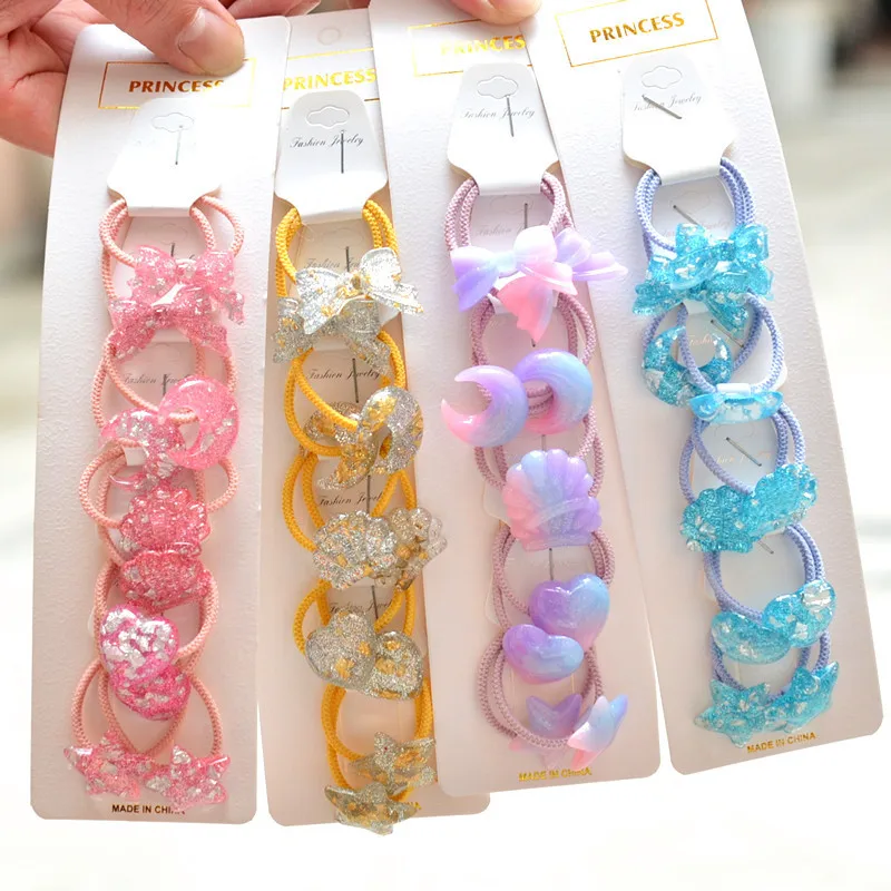 

10PCS New Cartoon Cute Coloured Shell Princess Headwear Kids Elastic Hair Bands Children Ropes Girls Accessories Baby Headdress