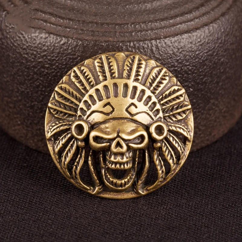 Винтажные индийские кожаные винты в форме головы латунные скелетоны Панк